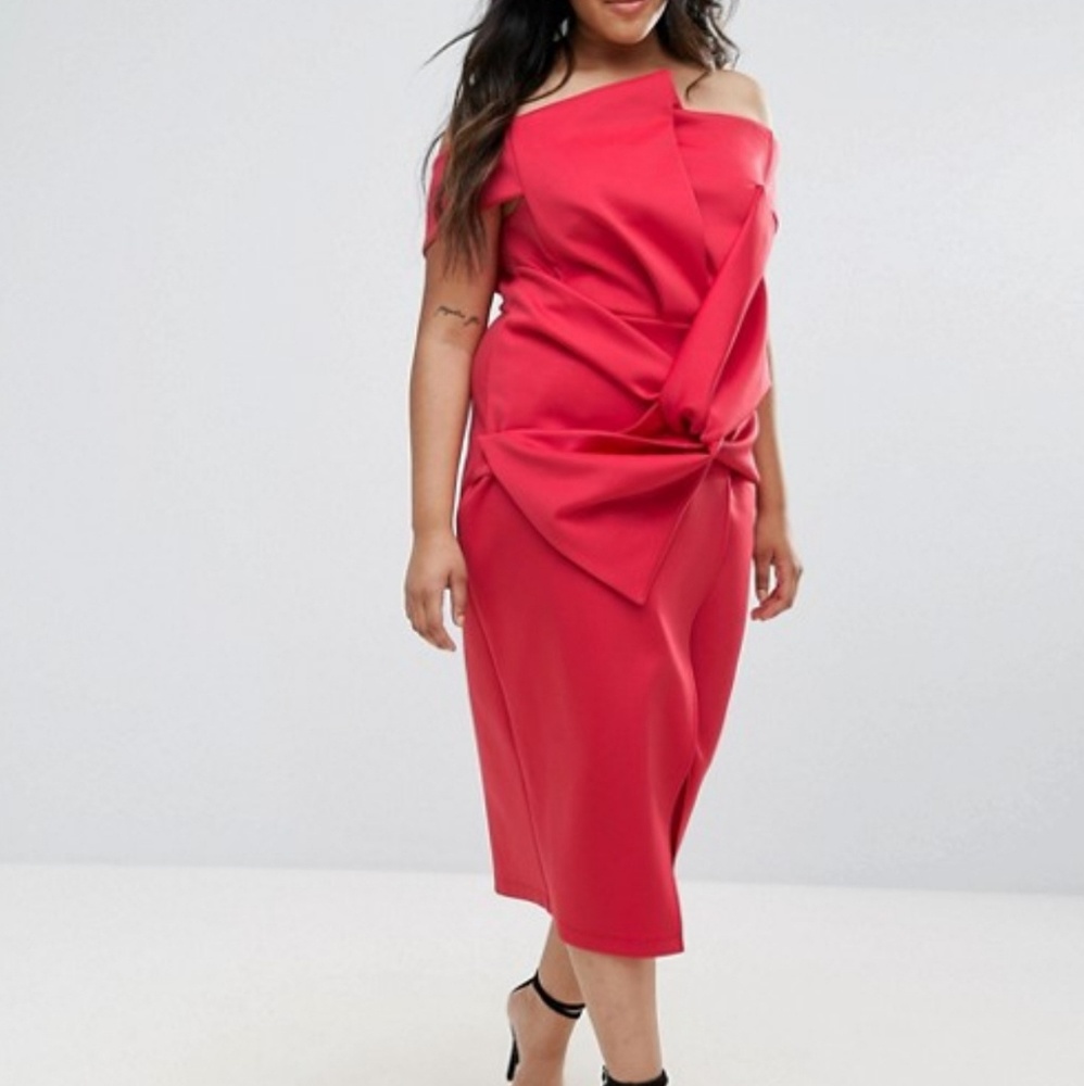 Asos red scuba material dress